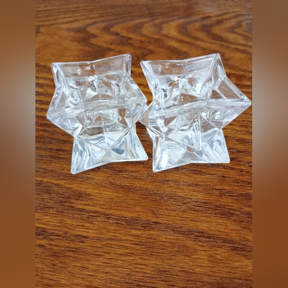 Crystal Star-Shaped Candle Holders set of 2